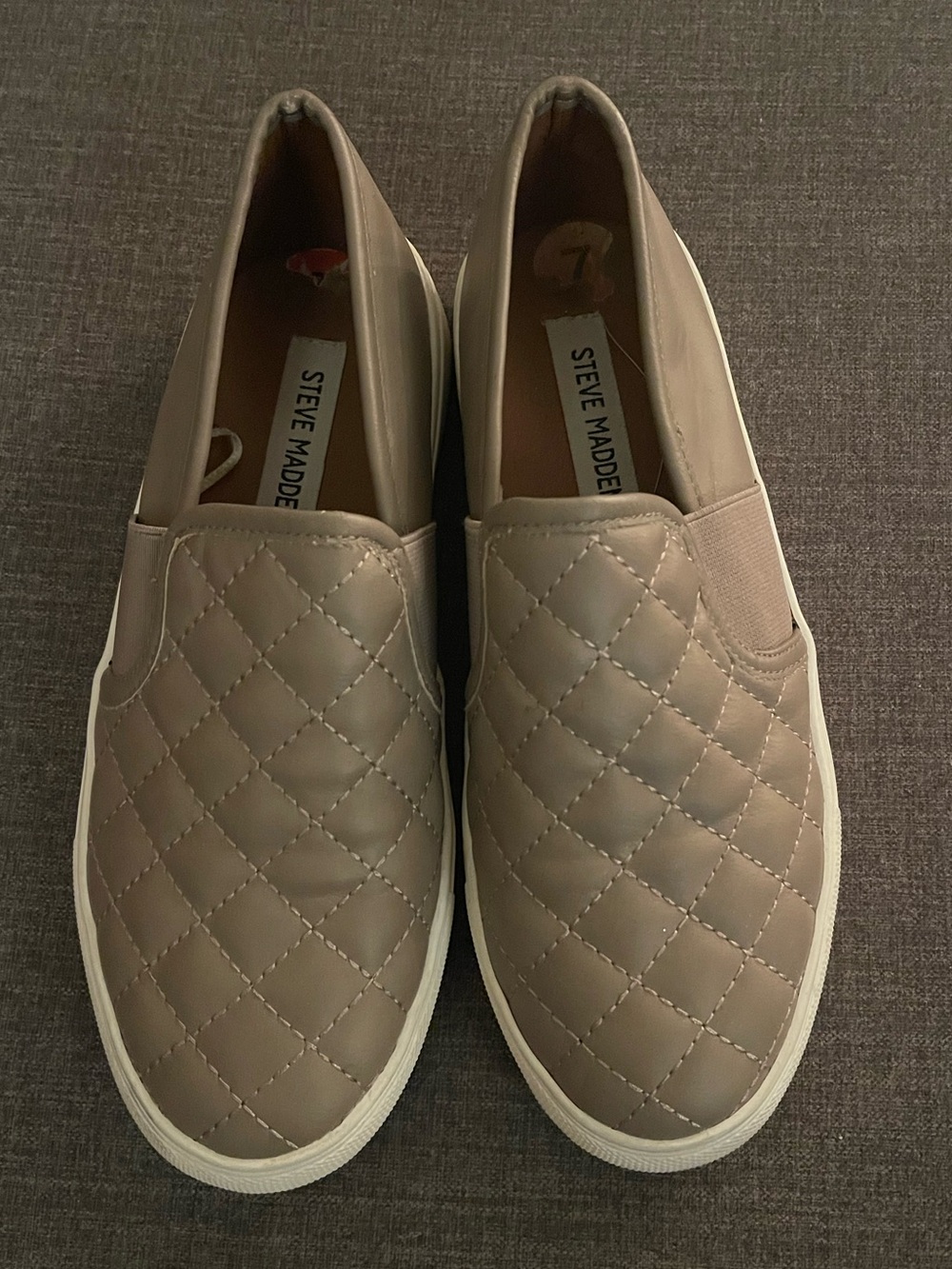 Steve Madden Quilted Slip-On Sneakers in Taupe